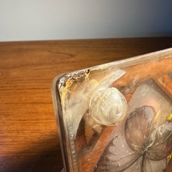 70s Lucite Butterfly & Grains Spoon Rest 3.25x6.25” Vintage Kitchen Decor Earthy - Picture 11 of 13